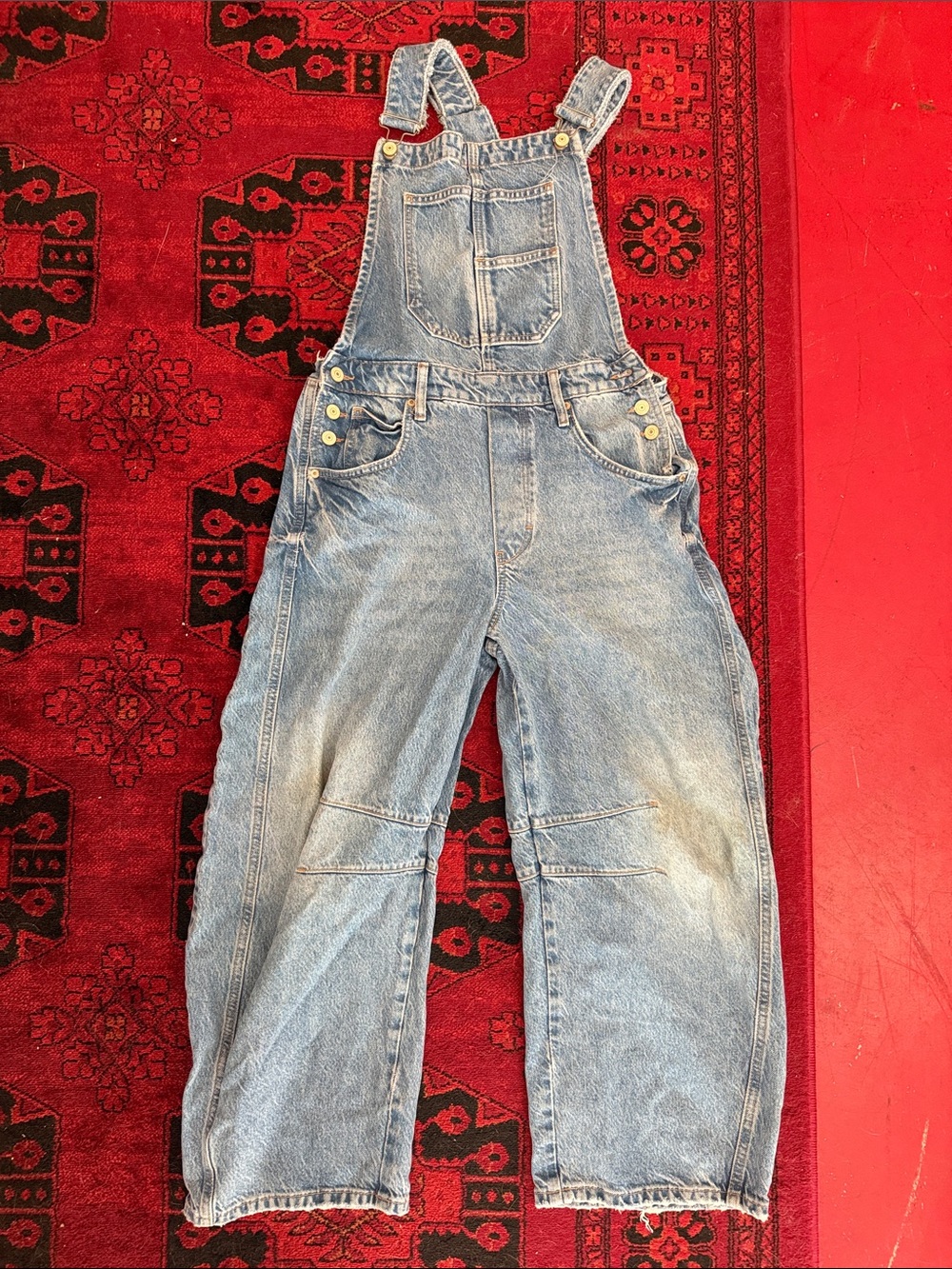 We The Free Light Blue Relaxed Denim Overalls